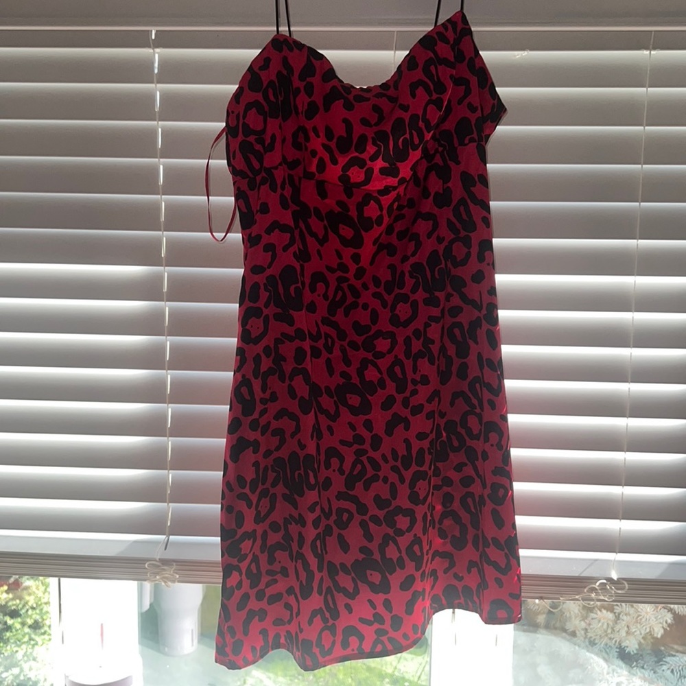 Red leopard dress
